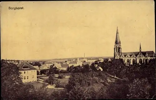 Ak Borghorst Steinfurt in Nordrhein Westfalen, Gesamtansicht, Kirche