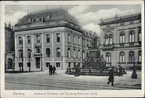 Ak Duisburg im Ruhrgebiet, Bismarckdenkmal, Duisburg Ruhrorter Bank