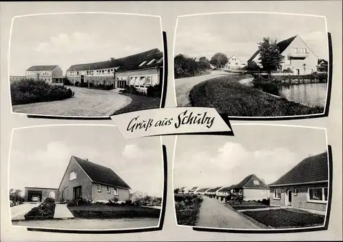 Ak Schuby in Schleswig Holstein, Siedlung, See, Strassenansicht