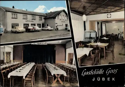 Ak Jübek in Schleswig Holstein, Gaststätte Karl H. Goos, gedeckte Tafeln