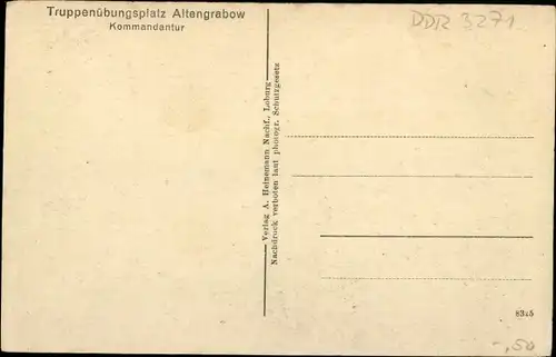 Ak Altengrabow Möckern in Sachsen Anhalt, Truppenübungsplatz, Kommandantur