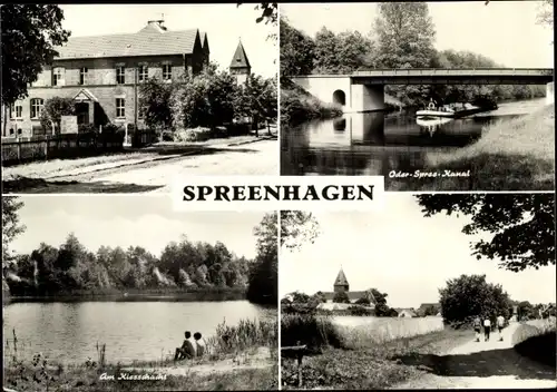 Ak Spreenhagen in Brandenburg, Oder Spree Kanal, Kiesschacht, Ortsansichten