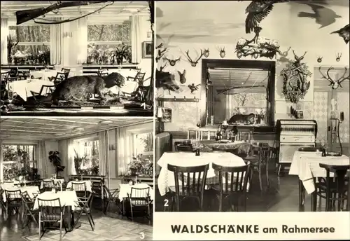 Ak Wandlitz im Kreis Barnim, Waldschänke am Rahmersee, Innenansicht