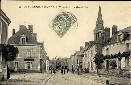 Ak Le Louroux Béconnais Maine et Loire, La Grande Rue