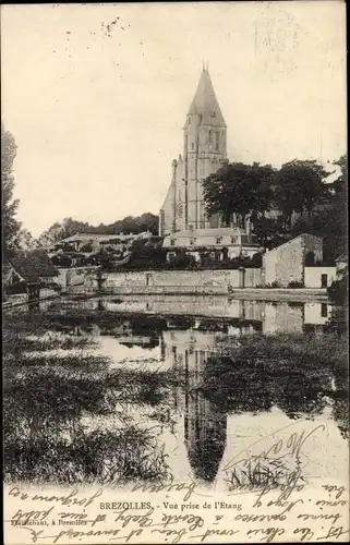Ak Brezolles Eure et Loir, Vue prise de l'Etang