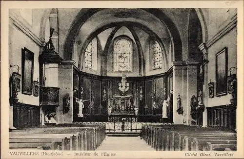 Ak Vauvillers Haute Saône, Interieur de l'Eglise