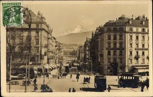Ak Genève Genf Stadt, Rue du Mont Blanc, Hotel Suisse