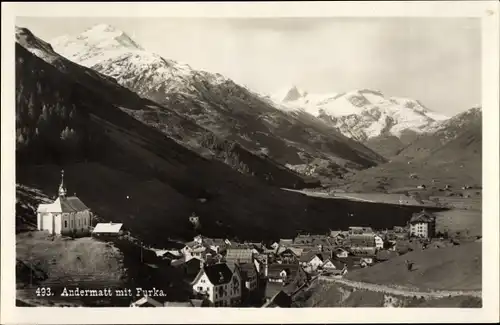 Ak Andermatt Kanton Uri, Blick auf den Ort, Furka