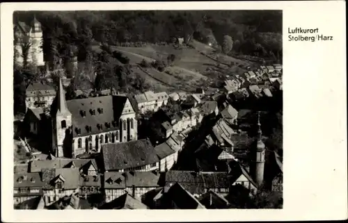 Ak Stolberg im Harz, Blick zur Kirche, Ort, Vogelschau