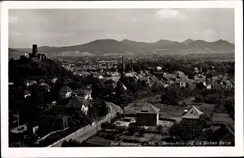 Ak Bad Godesberg Bonn am Rhein, Luftbild, Ort, Godesburg, Siebengebirge