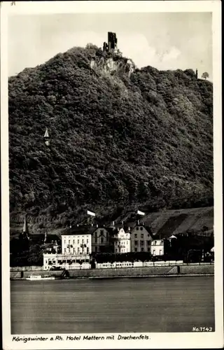 Ak Königswinter am Rhein, Hotel Mattern, Ruine Burg Drachenfels