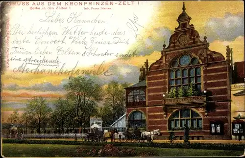 Ak Berlin Tiergarten, In den Zelten, Kronprinzen Zelt, Inh. Franz Diesner