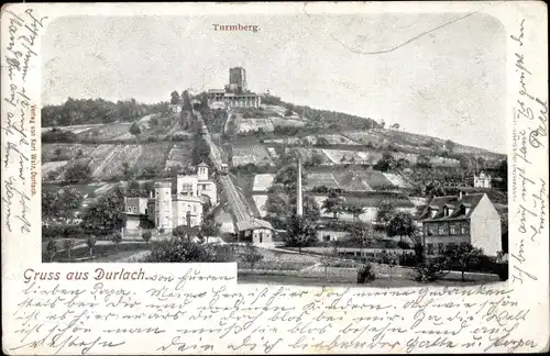 Ak Durlach Karlsruhe Baden Württemberg, Blick zum Turmberg