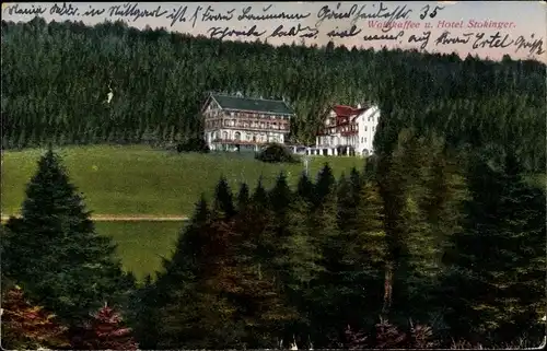 Ak Freudenstadt im Nordschwarzwald, Waldcafé und Hotel Stockinger