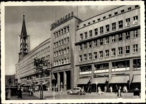 Ak Gelsenkirchen im Ruhrgebiet, Straßenpartie an der Sparkasse