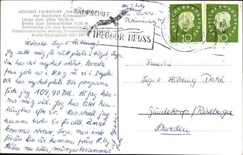 Ak Hochseefährschiff Theodor Heuss