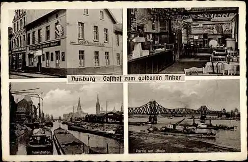 Ak Duisburg im Ruhrgebiet, Gasthof zum goldenen Anker, Unterstraße 73, Inh. Heinz Sprünken, Hafen