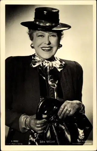 Ak Schauspielerin Ida Wüst, Portrait, Damenhut