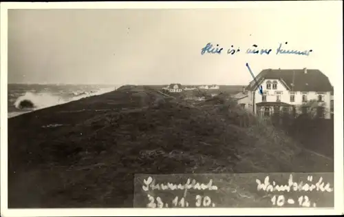 Foto Ak Nordseebad Sankt Peter Ording, Pension mit Meerblick, Sturmflut 1930