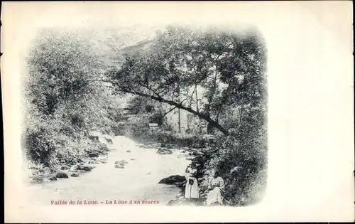 Ak Doubs Frankreich, Vallee de la Loue, La Loue a sa source