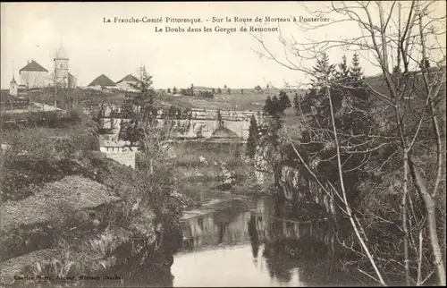 Ak Morteau Doubs, Sur la Route de Morteau a Pontarlier, Le Doubs dans les Gorges
