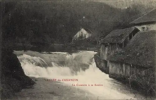 Ak Doubs Frankreich, Vallee de Cusancin, Le Cusancin a sa Source