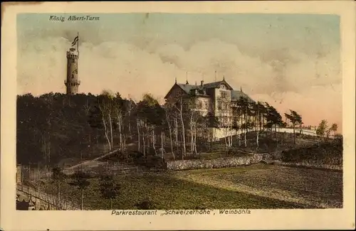 Ak Weinböhla Nossen Sachsen, Parkrestaurant Schweizerhöhe, König Albert Turm