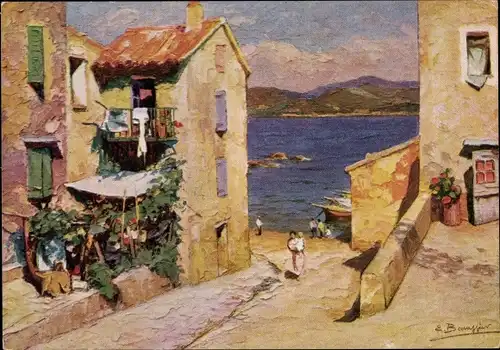 Künstler Ak Beaussier, E., Saint Tropez Var, Der kleine Hafen