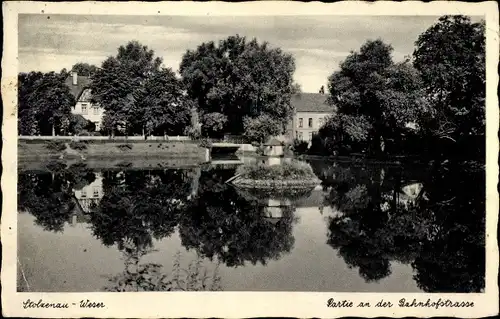 Ak Stolzenau an der Weser, Partie an der Bahnhofstraße