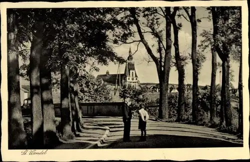 Ak Sankt Wendel Saarland, Straßenpartie mit Blick zur Kirche