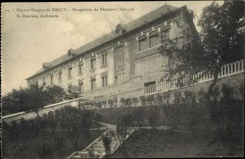 Ak Dreux Eure et Loir, Hopital Hospice, Perspective du Batiment Chirurgie