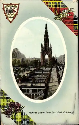 Passepartout Ak Edinburgh Schottland, Princes Street from East End