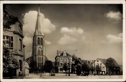 Ak Herten im Ruhrgebiet, Marktplatz mit katholischer Kirche