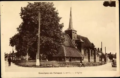 Ak Souvigny en Sologne Loir et Cher, L'Eglise