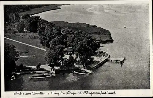 Ak Templin bei Potsdam, Gaststätte Forsthaus Templin, Fliegeraufnahme