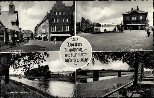 Ak Dorsten in Westfalen, Lippestraße, Bahnhof, Autobus, Lippe Seitenkanal, Lippebrücke