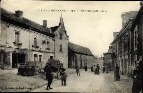 Ak La Meignanne Maine et Loire, Rue Principale