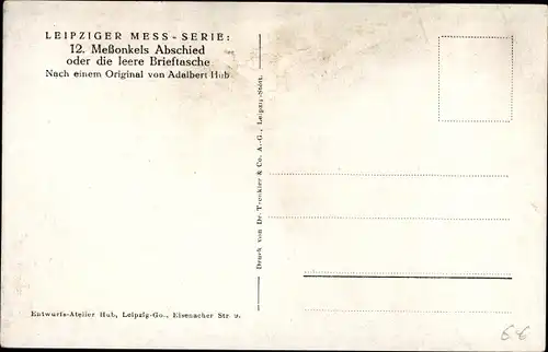 Künstler Ak Hub, Adalbert, Leipzig in Sachsen, Meßonkels Abschied, Mess Serie Nr. 12