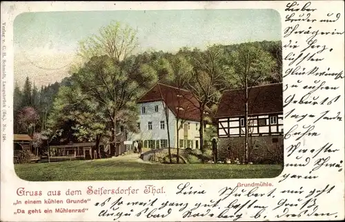 Ak Liegau Augustusbad Radeberg Sachsen, Grundmühle, Seifersdorfer Thal