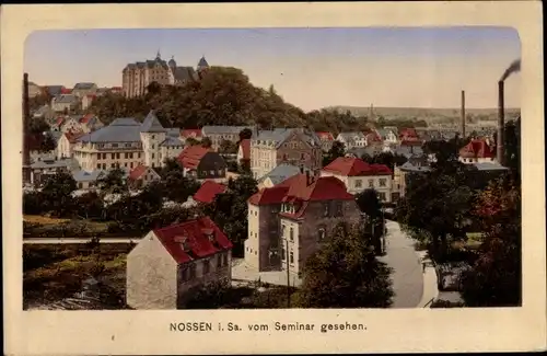 Präge Passepartout Ak Nossen in Sachsen, Panorama vom Seminar