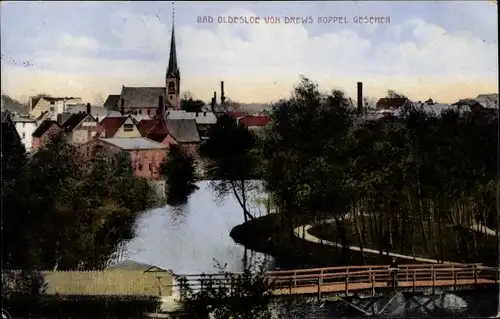 Ak Bad Oldesloe in Schleswig Holstein, Blick auf den Ort von Drews Koppel aus