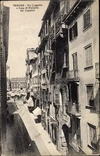 Ak Verona Veneto, Via Cappello e Casa di Giulietta dei Capuleti