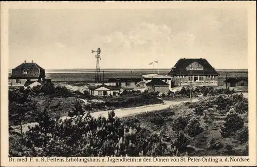 Ak Nordseebad Sankt Peter Ording, Dr med F u R Feltens Erholungshaus, Jugendheim, Dünen