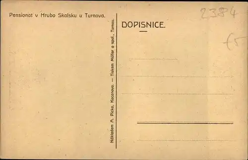 Ak Hruba Skala Region Reichenberg, Pensionat v Kacanovach, Cesky Meran