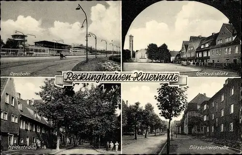 Ak Hillerheide Recklinghausen im Ruhrgebiet, Rennbahn, Gertrudisplatz, Heidestraße, Blitzkuhlenstr.