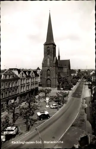 Ak Recklinghausen im Ruhrgebiet, Marienkirche, Straßenpartie