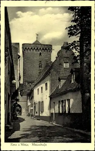 Ak Zons Dormagen Niederrhein, Rheinstraße, alte Häuser