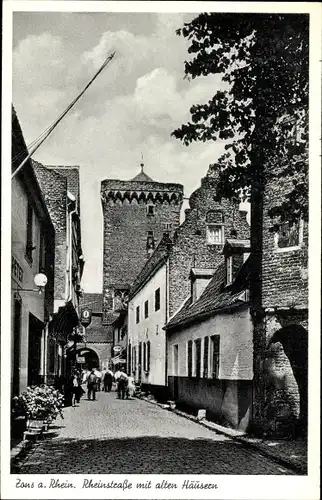 Ak Zons Dormagen Niederrhein, Rheinstraße, alte Häuser