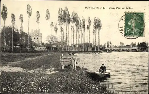 Ak Durtal Maine et Loire, Grand Pont sur le Loir