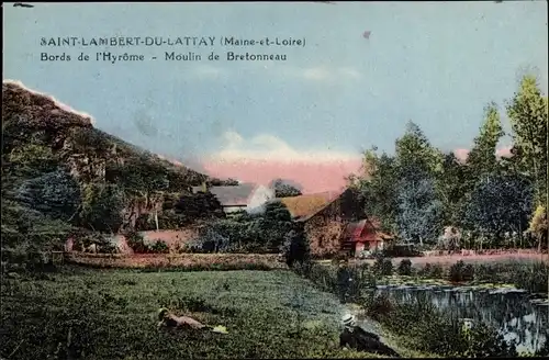 Ak St Lambert du Lattay Maine et Loire, Bords de l'Hyrome, Moulin de Bretonneau